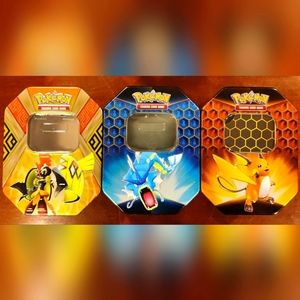 3 Empty Pokemon Collector's Tins